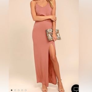 Lulus Watch the Sunset Rusty Rose Maxi Dress